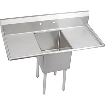 Elkay 1 Compartment Sink, 54X30 OA, 18X18 Bowl, 12 Deep, L & R 18'' Dbs, SS Legs, 16 GA 300... by Elkay