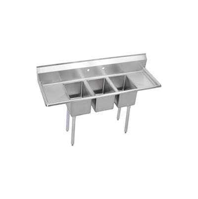 Elkay 3 Compartment Sink, 58X20 OA, 10X14 Bowl, 10 Deep, L & R 12 Dbs, SS Legs, 16 GA 300 Series... by Elkay