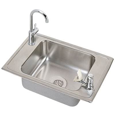 Elkay 20 Gauge Stainless Steel 25'' X 17'' X 6.875'' Single Bowl Top Mount Sink Kit - Brushed Satin
