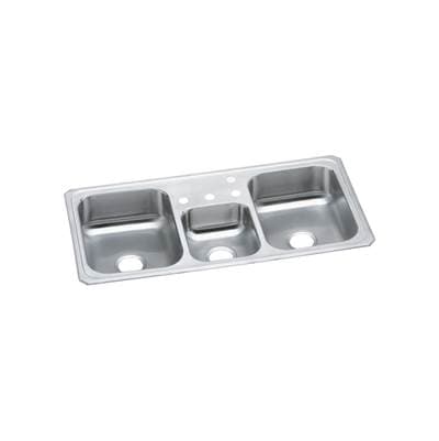 Elkay 20 Gauge Stainless Steel 43'' X 22'' X 7'' Triple Bowl Drop-in Kitchen Sink - Brushed Satin by Elkay
