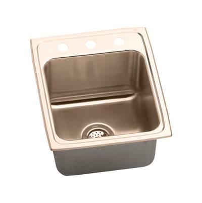 18 Gauge CuVerro antimicrobial copper 17'' x 22'' x 10.125'' Single Bowl Drop-in Sink by Elkay