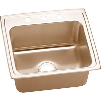 18 Gauge CuVerro antimicrobial copper 22'' x 19.5'' x 10.125'' Single Bowl Drop-in Sink by Elkay