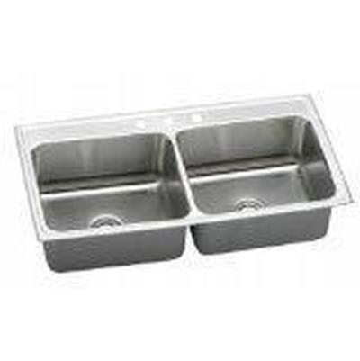 18 Gauge Stainless Steel 43'' x 22'' x 10.125'' Double Bowl Drop-in Kitchen Sink