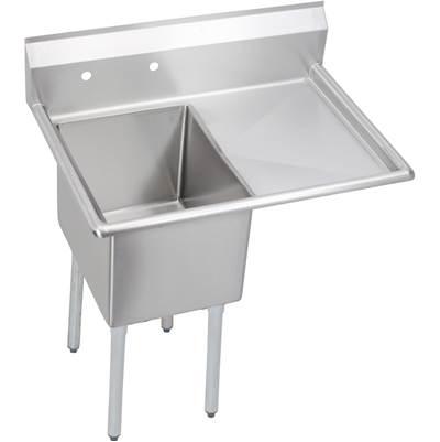1 Compartment Sink, 37X26 OA, 16X20 Bowl, 12 Deep, Right 18'' DBs, SS Legs, 18 GA 300 Series SS, NSF by Elkay