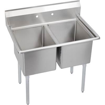 2 Compartment Sink, 47X26 OA, 20X20 Bowl, 12 Deep, No DBs, SS Legs, 18 GA 300 Series SS, NSF by Elkay