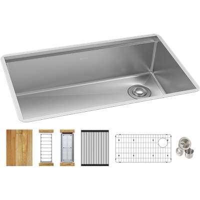 Elkay 18 Gauge Stainless Steel 31.5'' X 18.5'' X 9'' Crosstown Workstation Single Bowl Undermount...