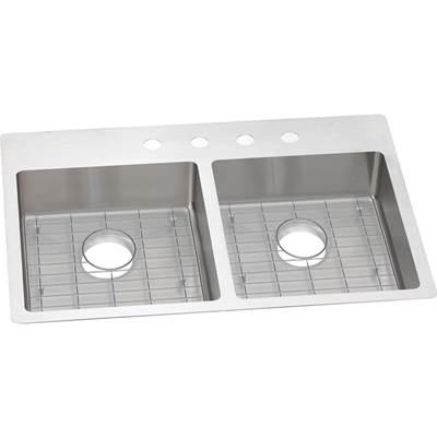18 Gauge Stainless Steel 33'' x 22'' x 6'' Double Bowl Dual Mount Kitchen Sink Kit by Elkay
