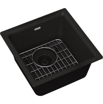 Elkay Quartz Classic 15-3/4'' X 15-3/4'' X 7-11/16'', Single Bowl Dual Mount Bar Sink Kit - Black by Elkay