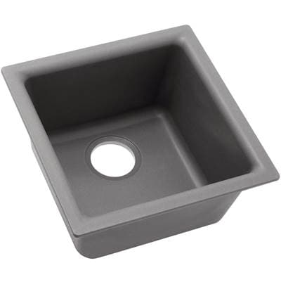 Elkay Quartz Classic 15-3/4'' X 15-3/4'' X 7-11/16'' Single Bowl Dual Mount Bar Sink - Greystone