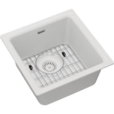 Elkay Quartz Classic 15-3/4'' X 15-3/4'' X 7-11/16'', Single Bowl Dual Mount Bar Sink Kit - White