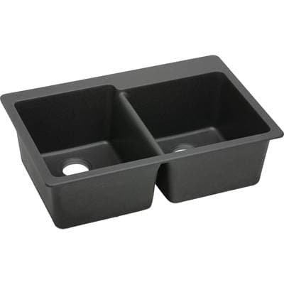 Elkay Quartz Classic 33'' X 22'' X 9-1/2'' Double Bowl Drop-in Sink - Black