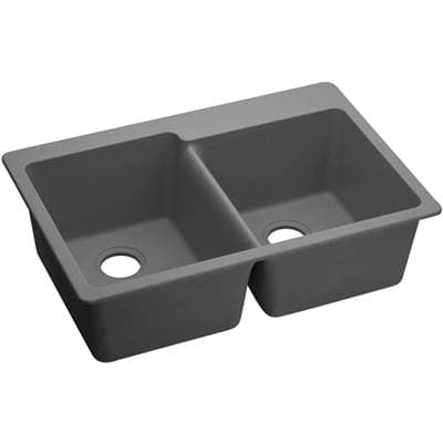 Elkay Quartz Classic 33'' X 22'' X 9-1/2'' Double Bowl Drop-in Sink - Greystone