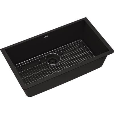 Elkay Quartz Classic 33'' X 18-7/16'' X 9-7/16'', Single Bowl Undermount Sink Kit - Black by Elkay