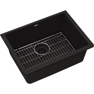 Elkay Quartz Classic 24-5/8'' X 18-1/2'' X 9-1/2'', Single Bowl Undermount Sink Kit - Black