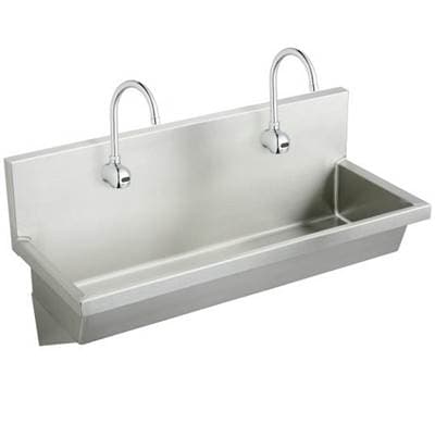 Elkay Stainless Steel 48'' X 20'' X 8'' Wall Hung Multiple Station Hand Wash Sink Kit W/faucets +...