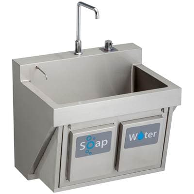 Elkay Manual Single Station Scrub SINK W/ KNEE Activated Water - Buffed Satin by Elkay