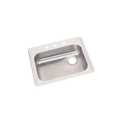 Elkay Dayton Stainless Steel 25'' X 21-1/4'' X 5-3/8'' 3-Hole Single Bowl Drop-in Sink with Right...