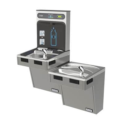 Elkay Hydroboost Bottle Filling Station & Bi-level ADA Cooler Non-filtered Refrigerated -...