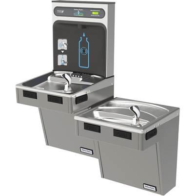 Halsey Taylor HydroBoost Bottle Filling Station, & Bi-Level ADA Cooler, High Efficiency Non-Filtered 8 GPH Platinum Vinyl by Elkay