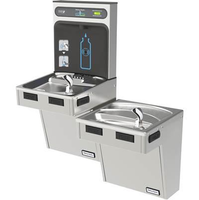 Halsey Taylor HydroBoost Bottle Filling Station, & Bi-Level ADA Cooler, High Efficiency Non-Filtered 8 GPH Stainless by Elkay