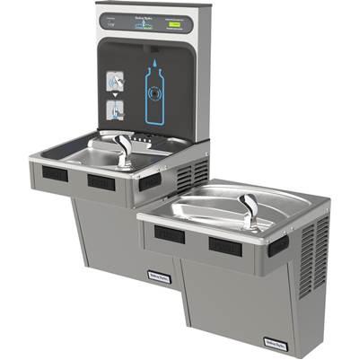 Halsey Taylor HydroBoost Bottle Filling Station, & Bi-Level ADA Cooler, High Efficiency Filtered 8 GPH Platinum Vinyl
