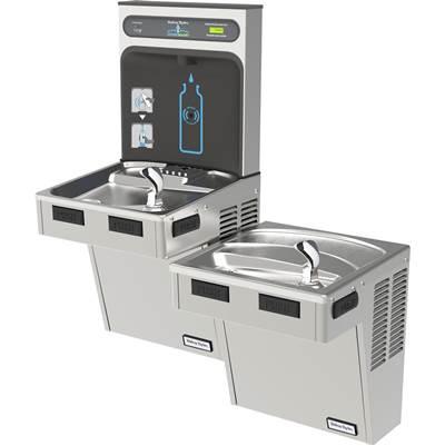 Halsey Taylor HydroBoost Bottle Filling Station, & Bi-Level ADA Cooler, High Efficiency Filtered 8 GPH Stainless