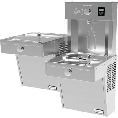 Halsey Taylor HydroBoost Vandal-Resistant Bottle Filling Station & Bi-Level ADA Cooler Filtered 8 GPH Stainless by Elkay
