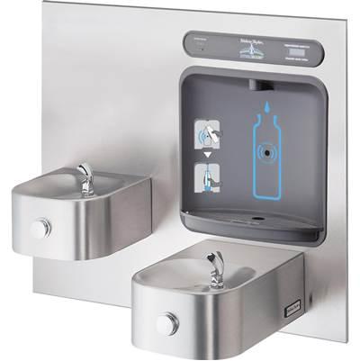 Halsey Taylor HydroBoost Bottle Filling Station, & Integral Contour Fountain, Filtered Non-Refrigerated Stainless by Elkay