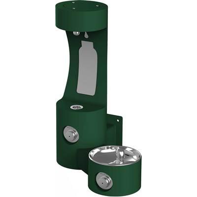 Outdoor ezH2O Bottle Filling Station Wall Mount, with Single Fountain Non-Filtered Non-Refrigerated, Evergreen by Elkay