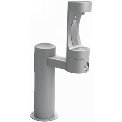 Outdoor ezH2O Bottle Filling Station Single Pedestal, Non-Filtered Non-Refrigerated Freeze Resistant Gray