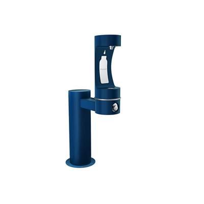 Outdoor ezH2O Bottle Filling Station Single Pedestal Non-Filtered Non-Refrigerated Freeze Resistant Blue