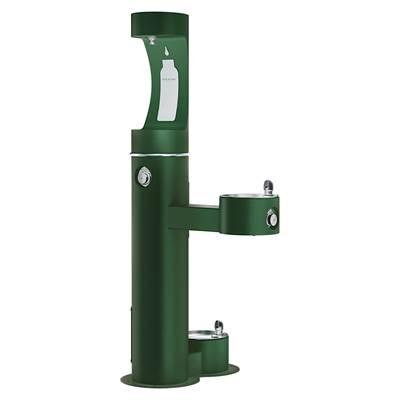 Outdoor ezH2O Upper Bottle Filling Station Bi-Level Pedestal with Pet Station Non-Filtered Non-Refrigerated Evergreen