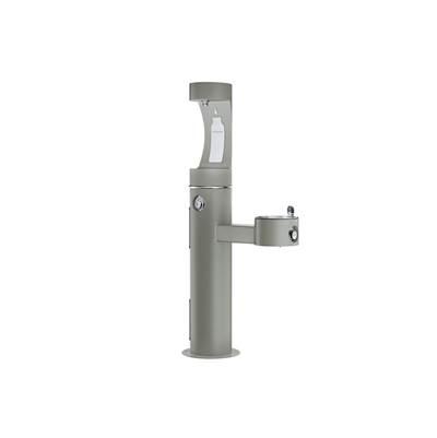 Outdoor ezH2O Upper Bottle Filling Station Bi-Level Pedestal Non-Filtered Non-Refrigerated Gray