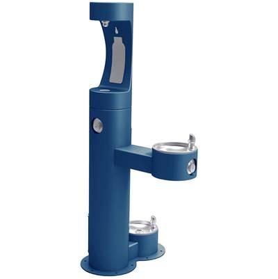 Outdoor ezH2O Upper Bottle Filling Station Bi-Level Pedestal, with Pet Station Non-Filtered NonRefrige Freeze Resistant Blue by Elkay