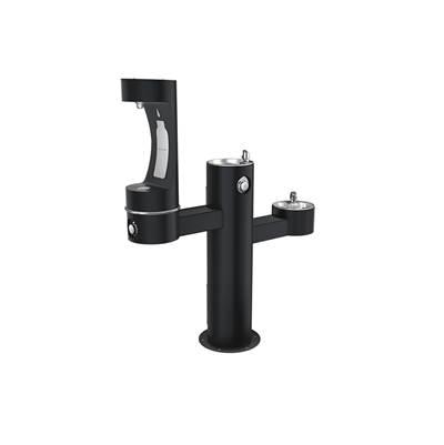 Outdoor ezH2O Middle Bottle Filling Station Tri-Level Pedestal Non-Filtered Non-Refrigerated FR Black by Elkay