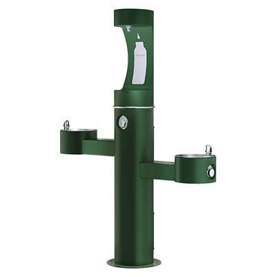 Outdoor ezH2O Upper Bottle Filling Station Tri-Level Pedestal Non-Filtered Non-Refrigerated Evergreen