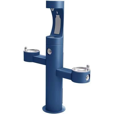 Outdoor ezH2O Upper Bottle Filling Station Tri-Level Pedestal, Non-Filtered Non-Refrigerated FR Blue