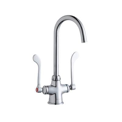 Elkay Single Hole with Concealed Deck Laminar Flow Faucet with 5'' Gooseneck Spout 6'' Wristblade...