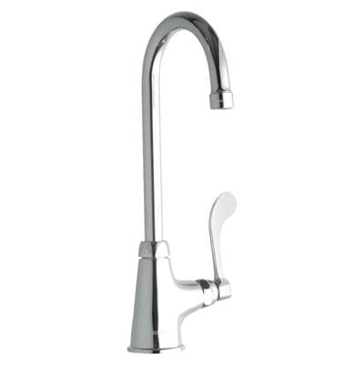 Elkay Single Hole with Single Control Faucet with 5'' Gooseneck Spout 4'' Wristblade Handle - Chrome by Elkay