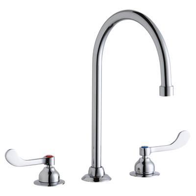 8'' Centerset with Concealed Deck Faucet with 8'' Gooseneck Spout 4'' Wristblade Handles Chrome by Elkay