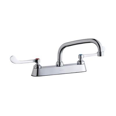 8'' Centerset with Exposed Deck Faucet with 8'' Arc Tube Spout 6'' Wristblade Handles Chrome by Elkay