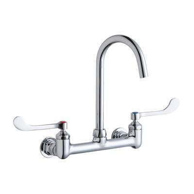 8'' Centerset Deck Mount Laminar Flow Faucet with 5'' Gooseneck Spout 6'' Wristblade Handles 1/2'' Offset Inlets