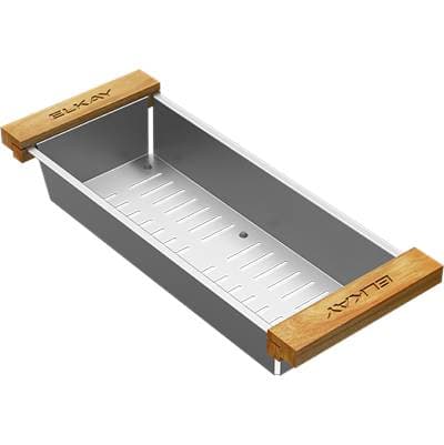 Elkay Crosstown Stainless Steel WOOD Handle 6.75'' X 16.775'' X 3.1'' Colander - Polished Satin by Elkay