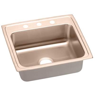 18 Gauge CuVerro antimicrobial copper 22'' x 19.5'' x 7.625'' Single Bowl Drop-in Sink