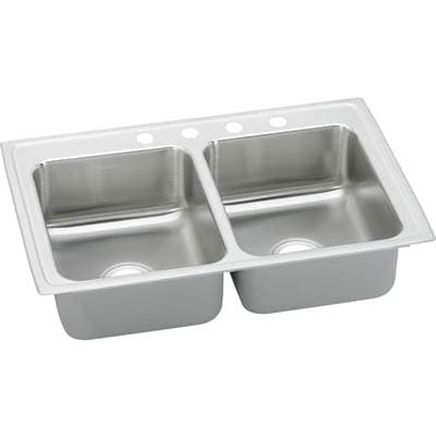 Elkay 18 Gauge Stainless Steel 25'' X 19.5'' X 7.625'' Double Bowl Top Mount Kitchen Sink -...