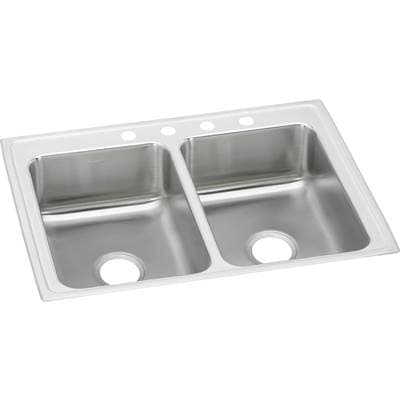 Elkay 18 Gauge Stainless Steel 25'' X 19.5'' X 7.625'' Double Bowl Drop-in Kitchen Sink -...