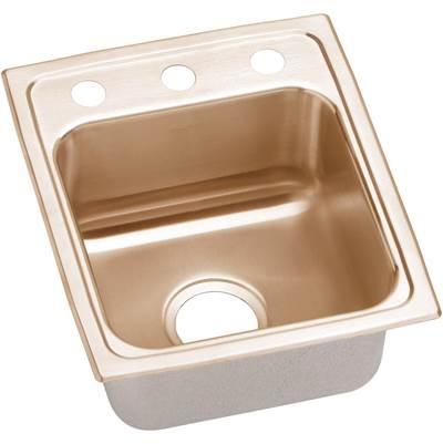 18 Gauge CuVerro antimicrobial copper 13'' x 16'' x 6.5'' Single Bowl Drop-in Sink by Elkay