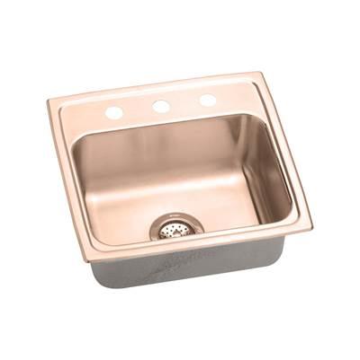 18 Gauge CuVerro antimicrobial copper 19.5'' x 19'' x 6.5'' Single Bowl Drop-in Sink by Elkay