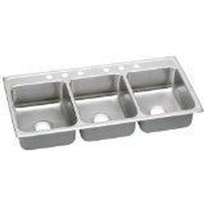18 Gauge Stainless Steel 46'' x 22'' x 7.625'' Triple Bowl Drop-in Kitchen Sink