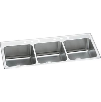 18 Gauge Stainless Steel 54'' x 22'' x 10.125'' Triple Bowl Drop-in Kitchen Sink by Elkay